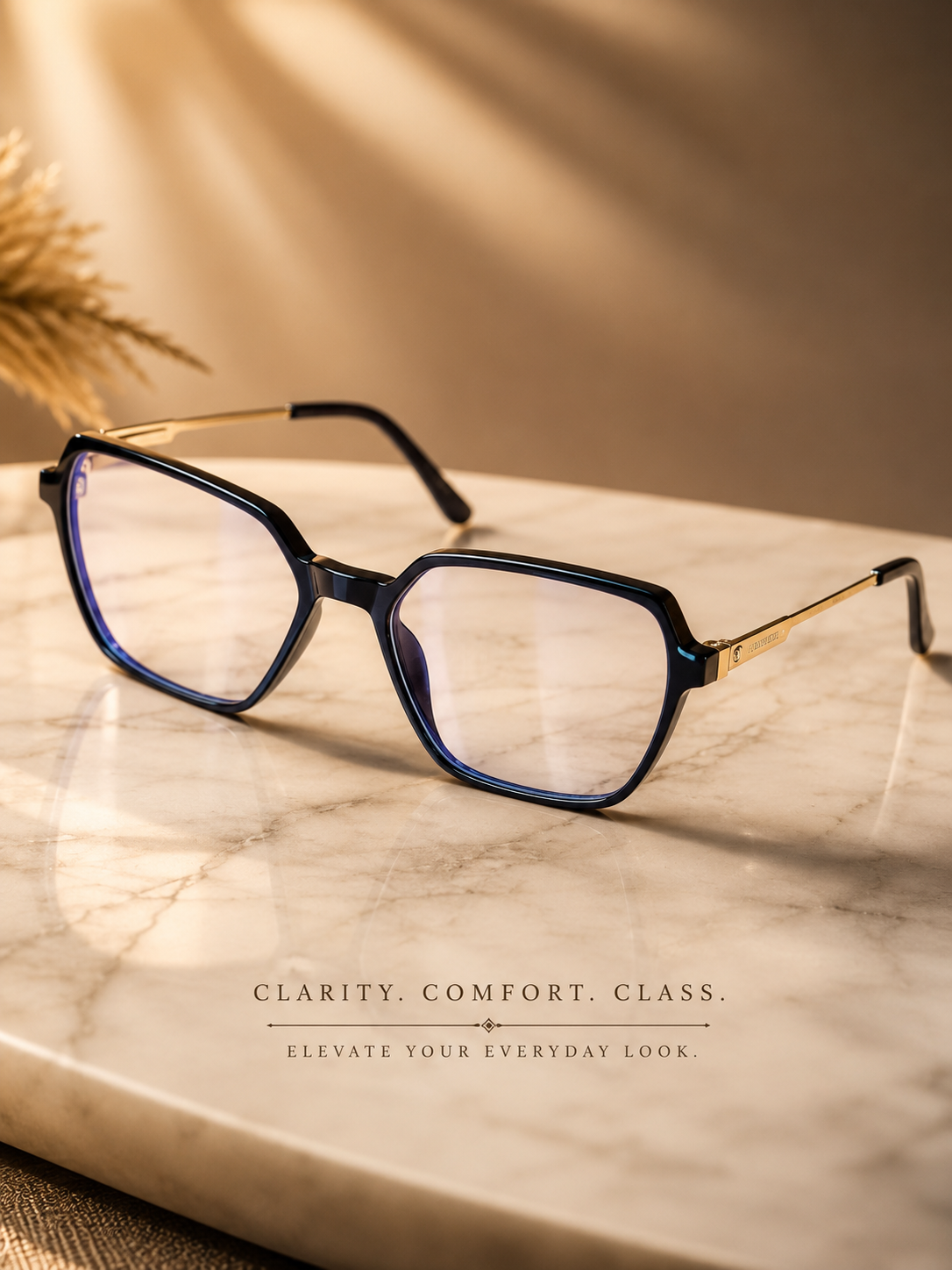 Premium Geometric Blue Light Blocking Eyeglasses | Lightweight Metal Temple Frame | Unisex