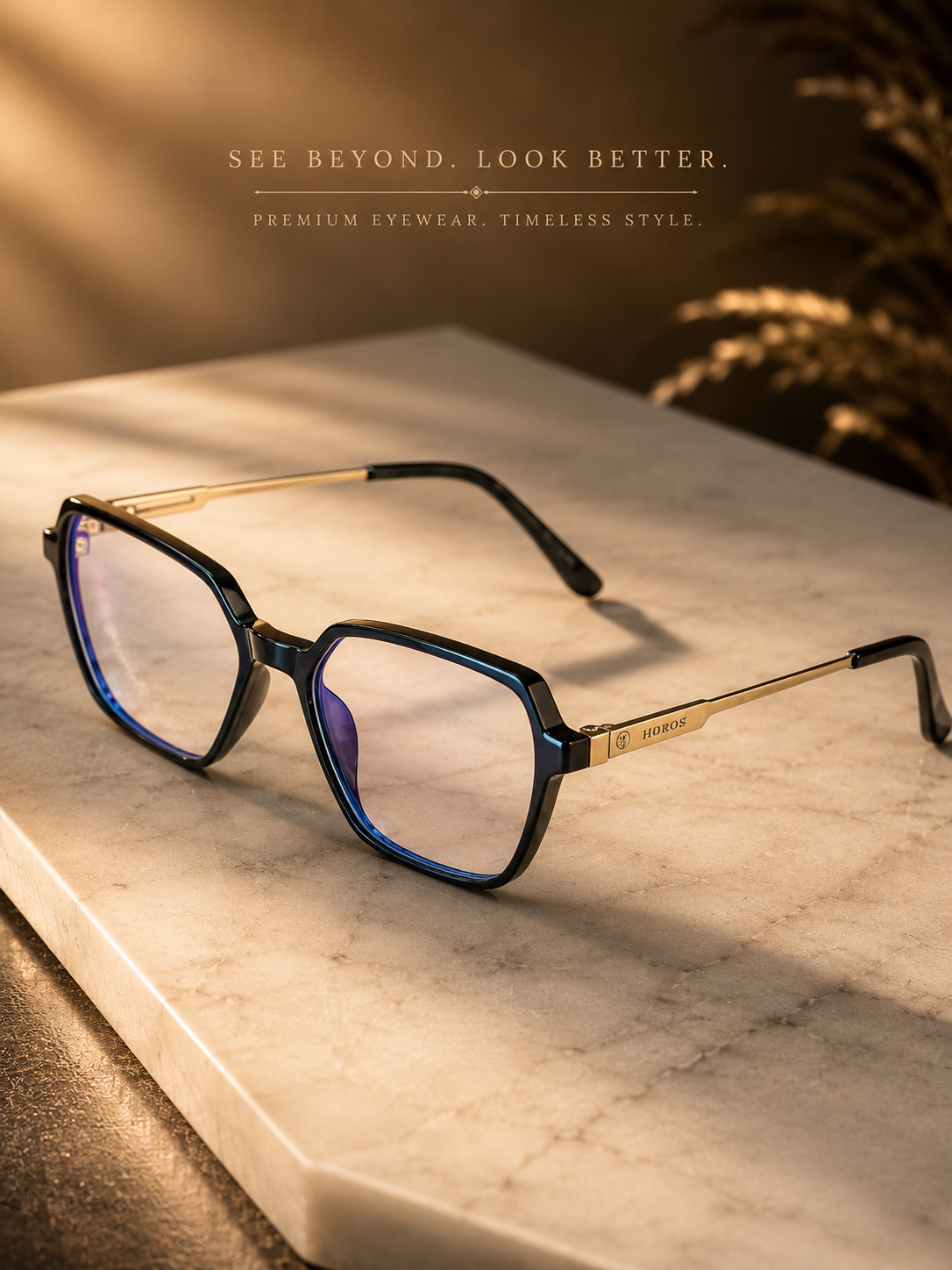 Premium Geometric Blue Light Blocking Eyeglasses | Lightweight Metal Temple Frame | Unisex