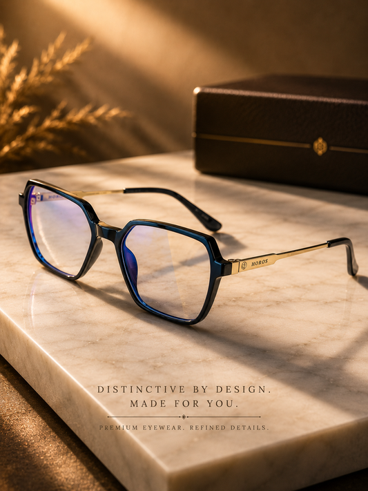 Premium Geometric Blue Light Blocking Eyeglasses | Lightweight Metal Temple Frame | Unisex